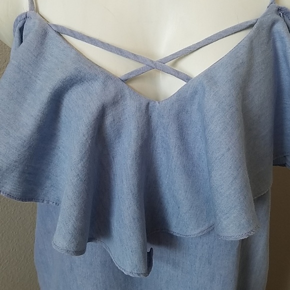 Papaya Blue Chambray Summer Dress - Picture 3 of 7